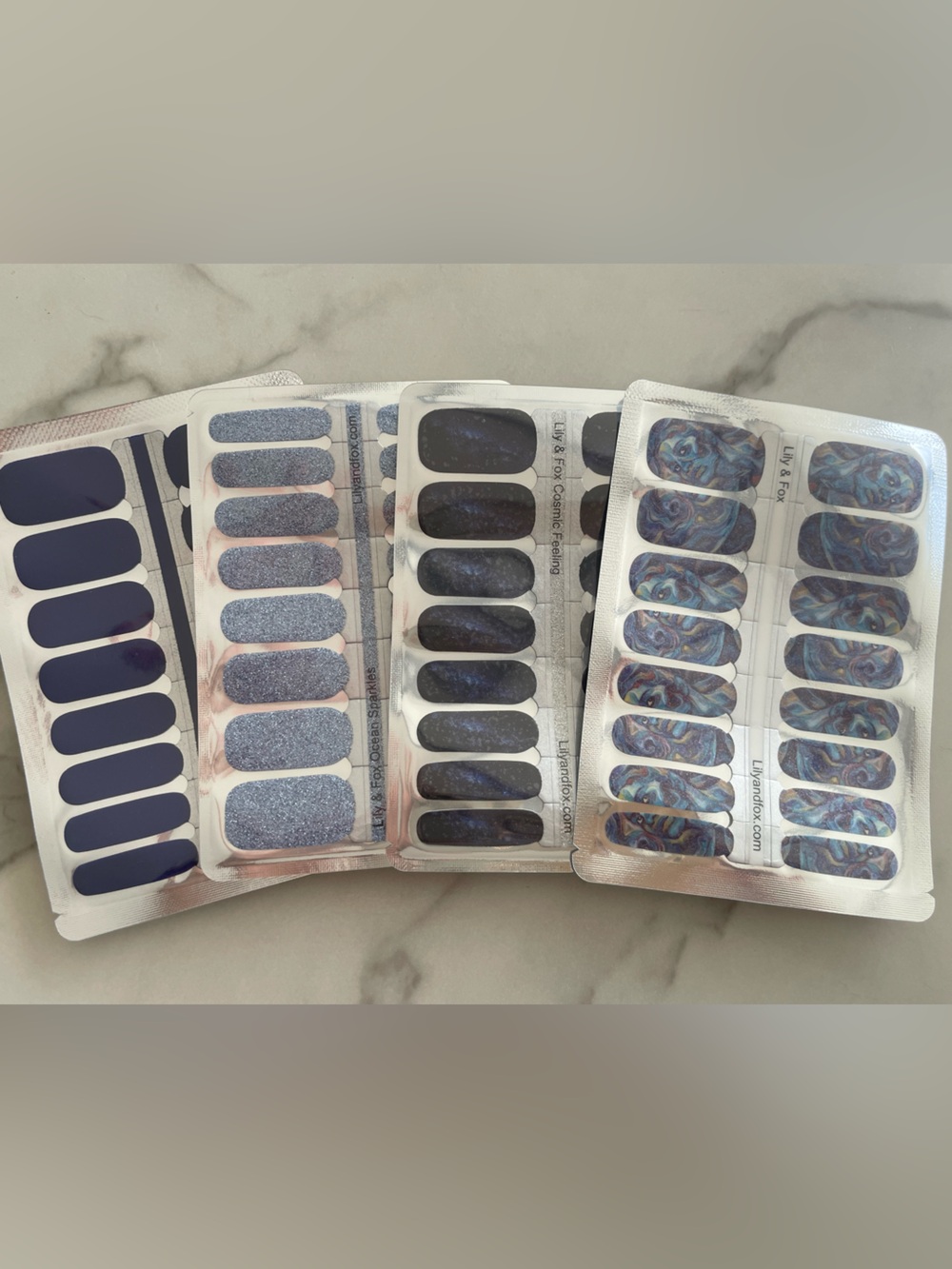 Blue Mix Nail Wrap Set - Navy, Glitter & Marble Designs